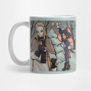 Elf, witch and rabbit decorate the Christmas tree Mug